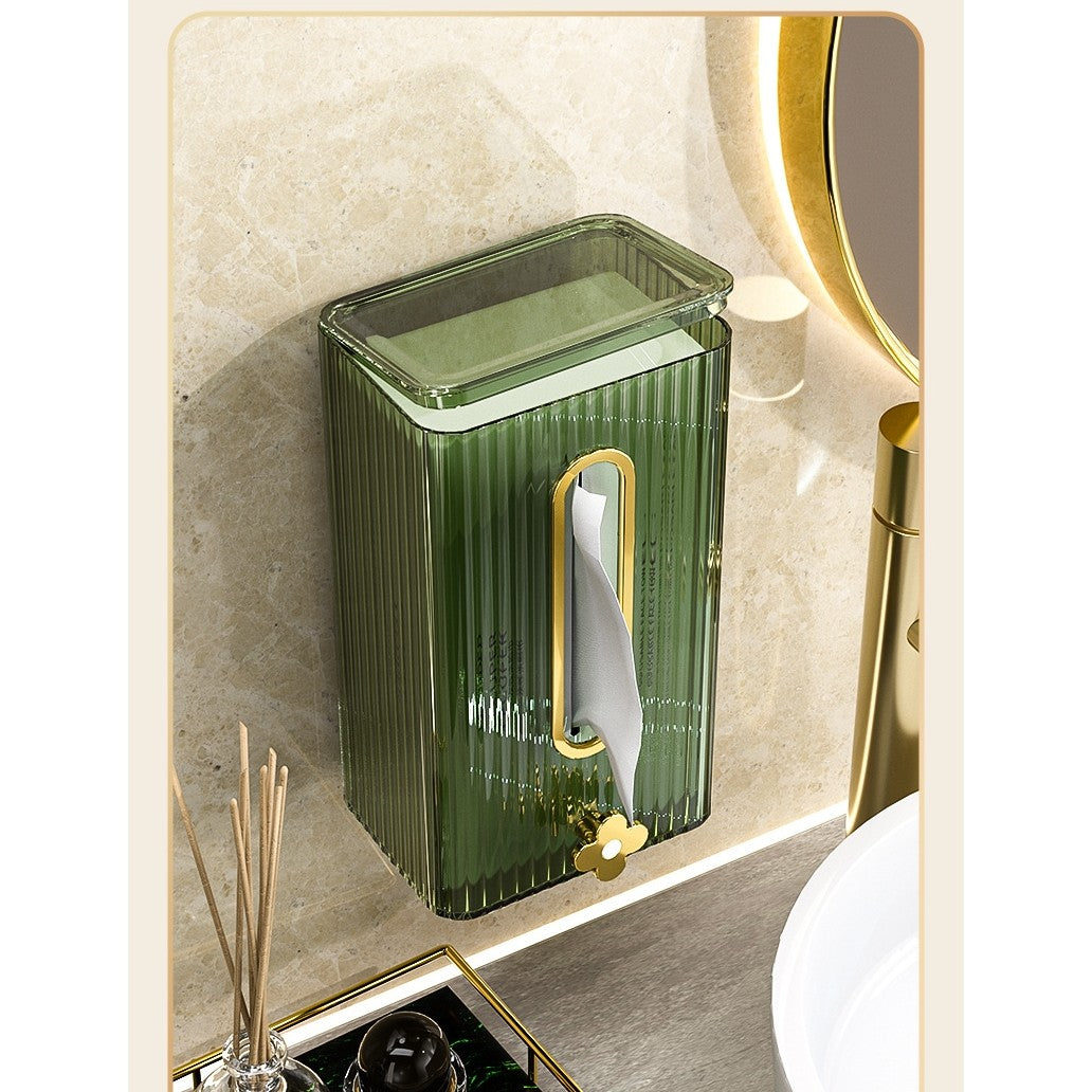 Cutie suport servetele eleganta Vivimall, cu montare pe perete sau dulap, material plastic dur, 21.3 x 8.7 x 12 cm, verde - vivimall.ro