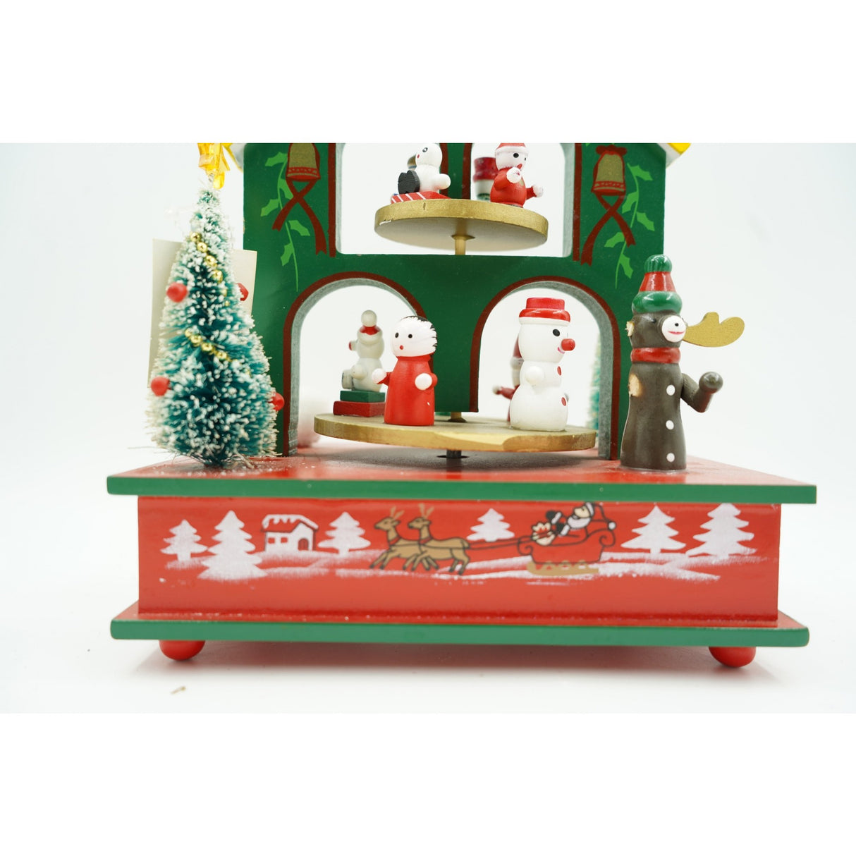 Cutiuta muzicala decorata, Casuta de Craciun, Multicolor, din Lemn, 17 cm x 20 cm, Interior, Vivimall - vivimall.ro