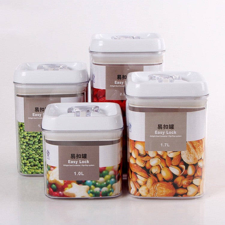 Cuutii de Depozitare Alimente, Vivimall, Set din 4 Cutii pentru Condimente in Bucatarie, Cutii de tip Container, Diferite Dimensiuni, cu Capac Ermetic, din Plastic PP, Transparent - vivimall.ro