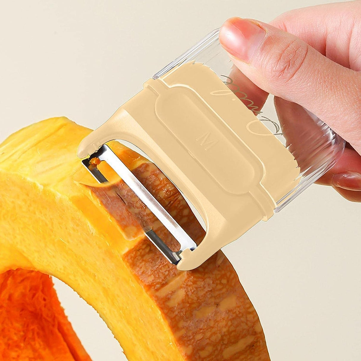 Decojitor/Curatator manual de legume si fructe, Vivimall, portabil, cu magnet, doua lame, Inox, Galben, 6.7x6x1.6 cm - vivimall.ro