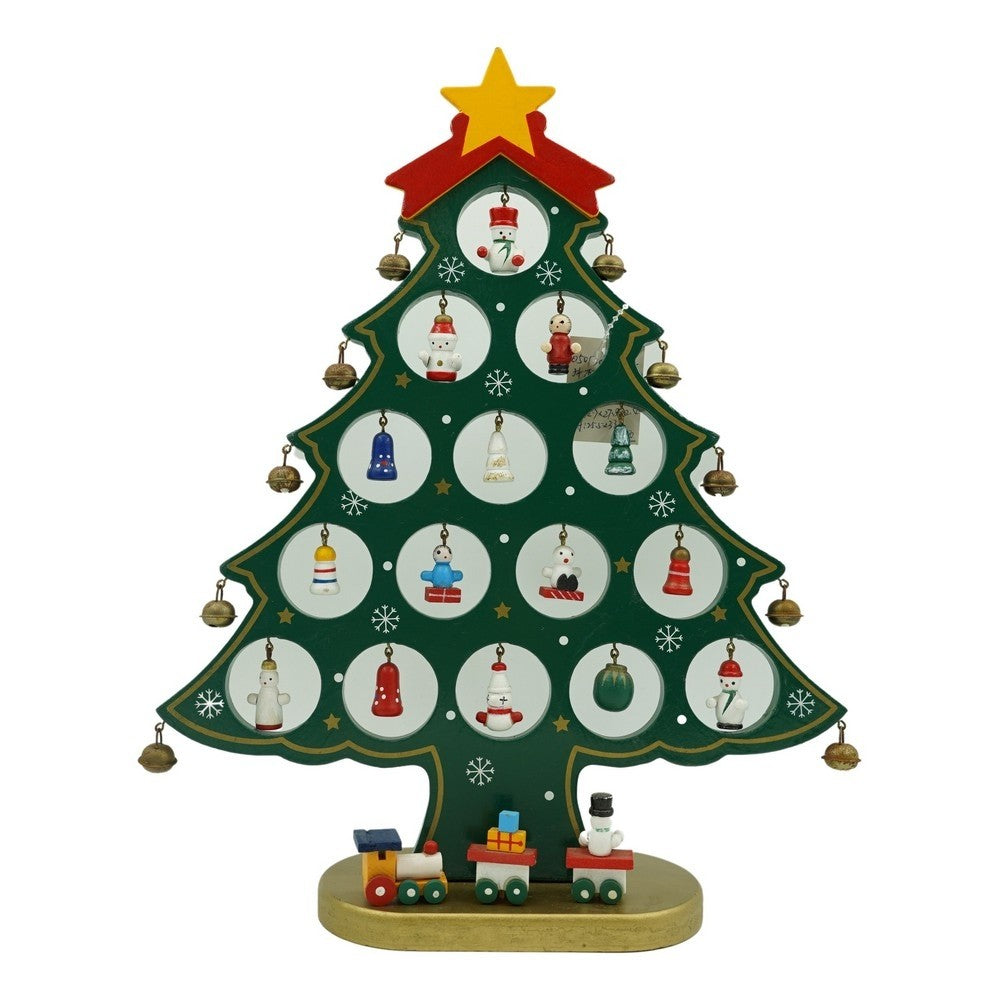 Decoratiune Craciun, Brad, Verde, 15 cavitati cu ornamente, 25.5 cm x 33 cm, Lemn, Vivimall - vivimall.ro