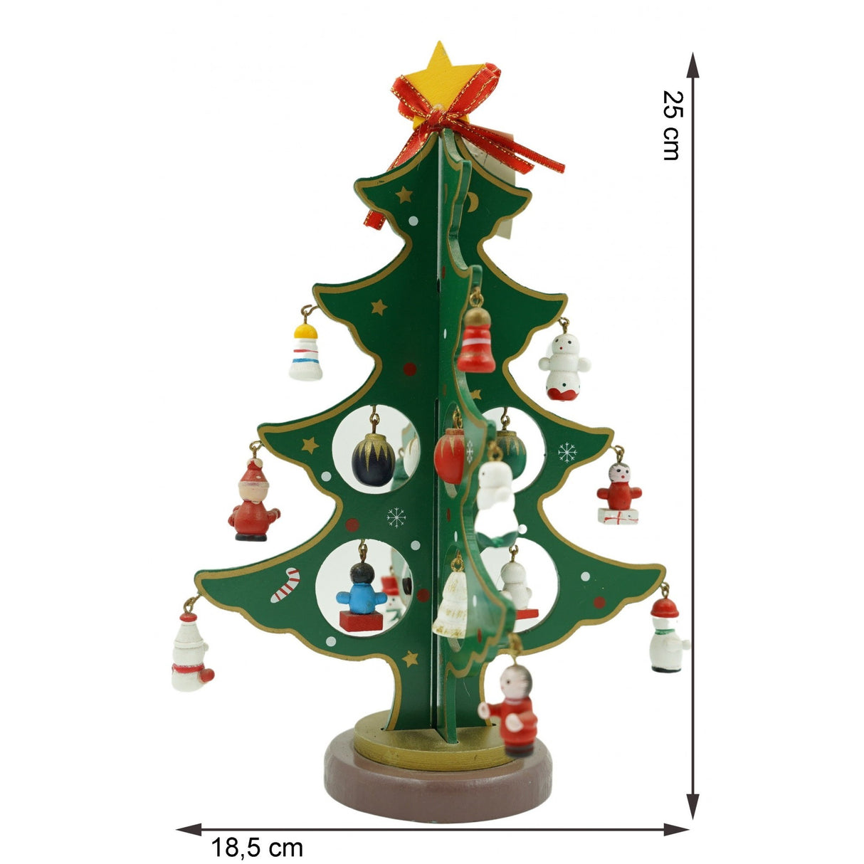 Decoratiune Craciun, Brad, Verde, 8 cavitati cu ornamente, 18.5 cm x 25 cm, Lemn, Vivimall - vivimall.ro