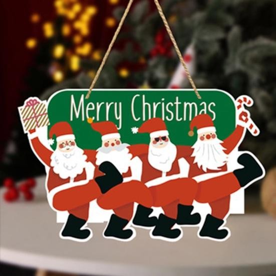 Decoratiune de Craciun, Vivimall, de Agatat, pentru Usa, Perete sau Brad, Sfoara Inclusa, 25.2 x 41.7 cm, din Hartie 350g, Model Mosi Craciuni, Multicolor - vivimall.ro