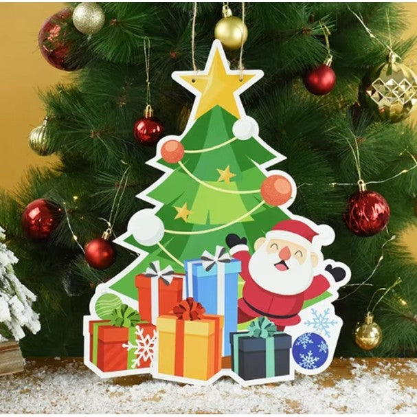 Decoratiune de Craciun, Vivimall, de Agatat, pentru Usa, Perete sau Brad, Sfoara Inclusa, 40.5 x 30.5 cm cm, din Hartie 350g, Model Brad, Multicolor - vivimall.ro