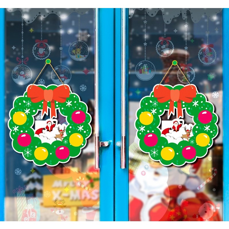 Decoratiune de Craciun, Vivimall, de Agatat, pentru Usa sau Perete, Sfoara Inclusa, 32 x 33 cm, din Hartie 350g, Model Coronita, Multicolor - vivimall.ro