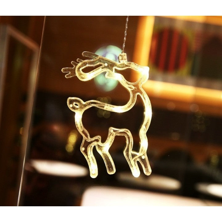 Decoratiune de Craciun Luminoasa in forma de Cerb/Caprioara, 18x13 cm, cu Ventuza, Alb Cald, Vivimall - vivimall.ro