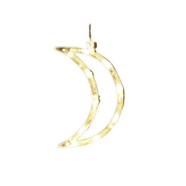 Decoratiune de Craciun Luminoasa in forma de Luna, 18.5x12 cm, cu Ventuza, Alb Cald, Vivimall - vivimall.ro