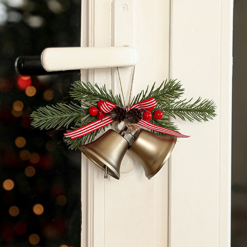 Decoratiune de Craciun pentru Brad, Flippy, Model 2 Clopotei de Craciun cu Crenguta de Brad, Decoratiune pentru Interior de Craciun, Albastru fier - vivimall.ro