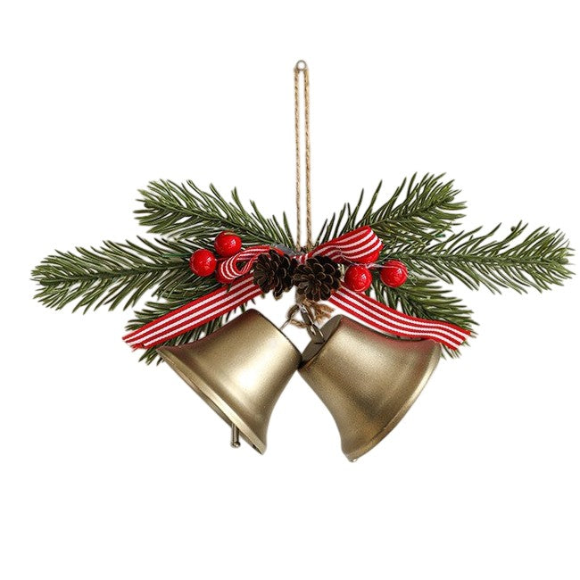 Decoratiune de Craciun pentru Brad, Flippy, Model 2 Clopotei de Craciun cu Crenguta de Brad, Decoratiune pentru Interior de Craciun, Albastru fier - vivimall.ro