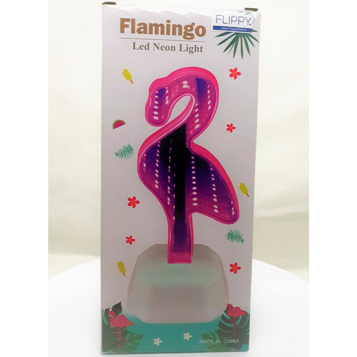 Decoratiune Luminoasa cu Baterii/USB Neon Model Flamingo 20 cm Mov - vivimall.ro