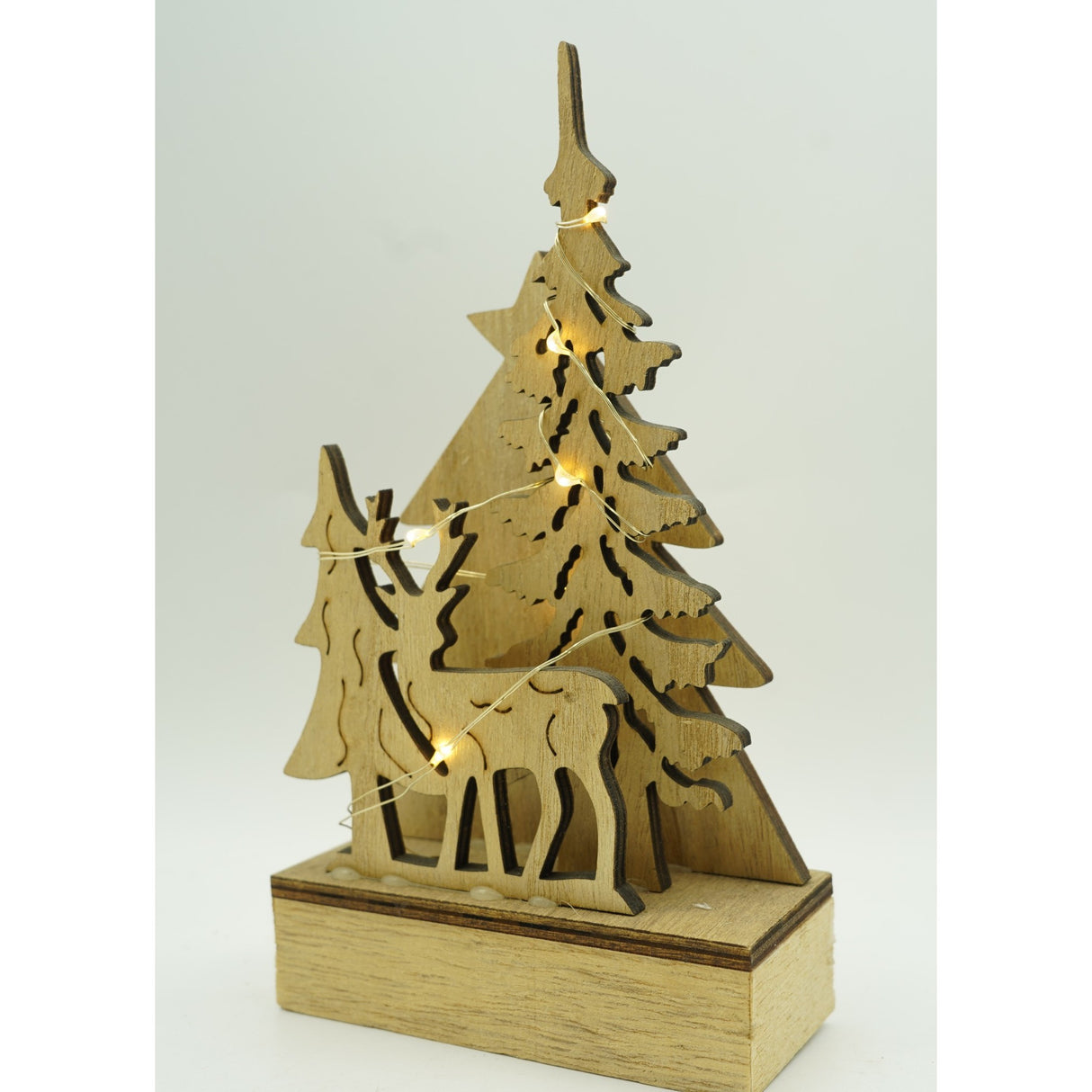 Decoratiune luminoasa, peisaj de iarna, maro, lungime: 11 cm, latime: 5 cm, inaltime: 19 cm, lemn, interior/exterior - vivimall.ro