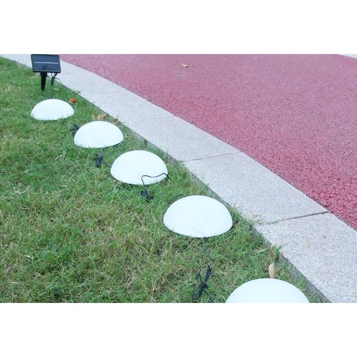 Decoratiune pentru gradina, lampi solare in forma de ciuperca, 5 ciuperci, alb rece - vivimall.ro