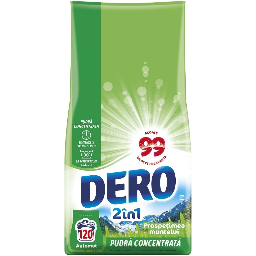 Detergent Automat pentru Rufe, DERO, 2in1 Prospetimea Muntelui, 9 kg, 120Spalari - vivimall.ro