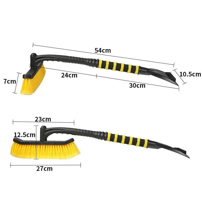 Perie de Zapada cu Racleta pentru Masina, Vivimall, Multifunctionala, Rotativa, Demontabila, cu Maner Antiderapant, Aluminiu, Plastic, Fragmentarea Ghetii de pe Parbriz, Solutia pentru Iarna, pentru Dezghetare, 54x10.5x27 cm, Galbena - vivimall.ro