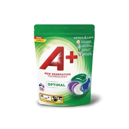 A+ New Generation Technology Optimal — capsule detergent 4 în 1, 56 buc. (≈1.23 kg) - vivimall.ro