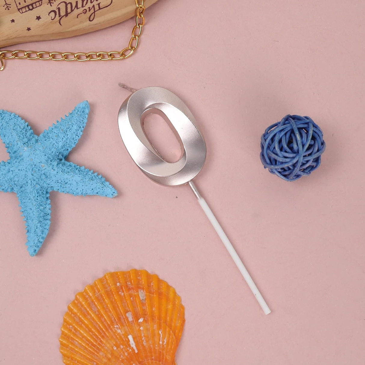 Lumanare Cifra 0, Flippy, Model Diamond, 5 x 3.4 cm, Argintiu - vivimall.ro