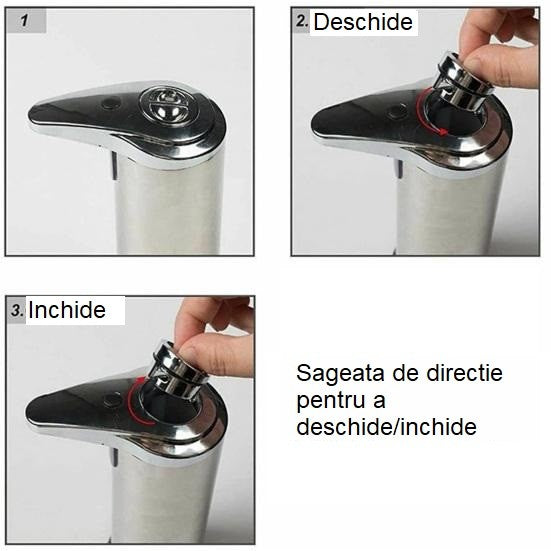 Dispenser pentru Sapun Lichid/Dezinfectant, Vivimall, cu Senzor Infrarosu de Miscare, din Otel Inoxidabil, 250 ml, 19 x 11 cm, Gri - vivimall.ro