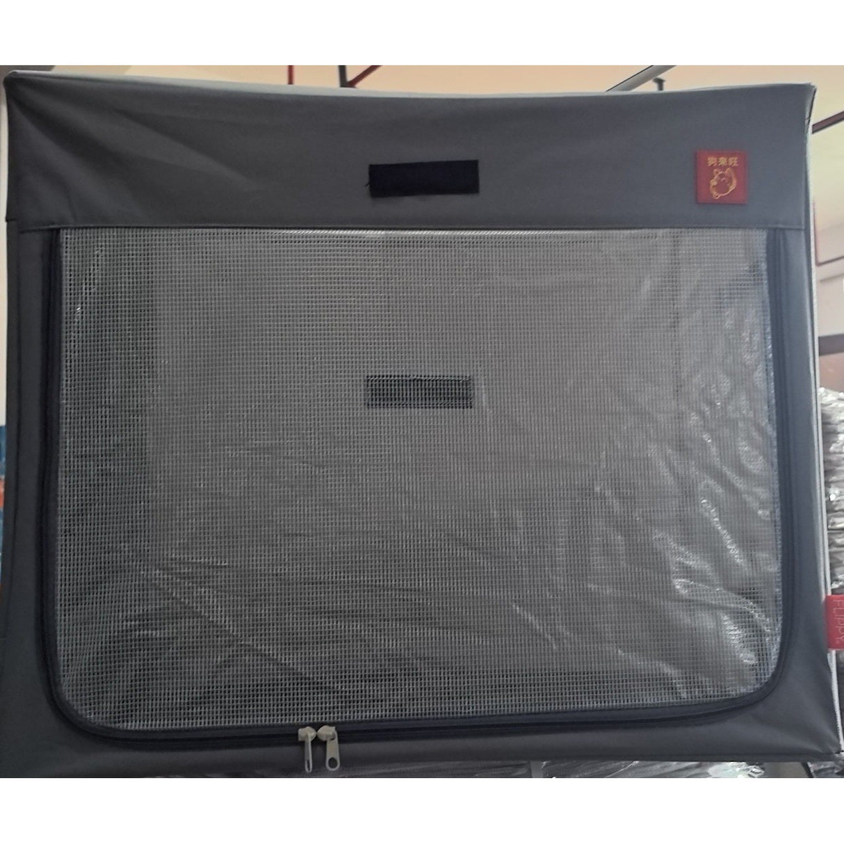 Cusca Animale pentru Uscare Blana, Vivimall, din Textil, Fereastra Transparenta, 62 x 40 x 50 cm, Gri - vivimall.ro