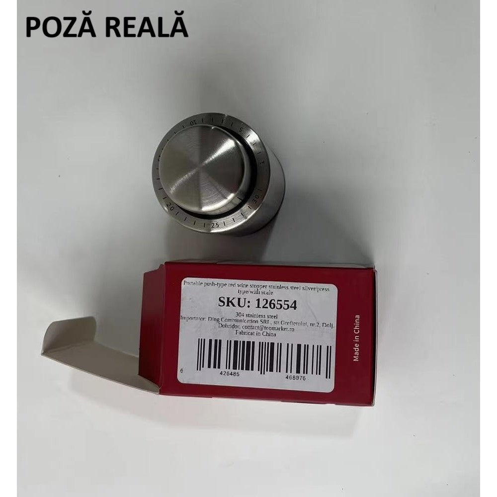 Dop de Etansare a Sticlei de Sampanie, Vivimall, Data Etansare, Reutilizabil, Usor de Depozitat si Folosit, 4.5 x 4.5 x 8 cm, Gri - vivimall.ro