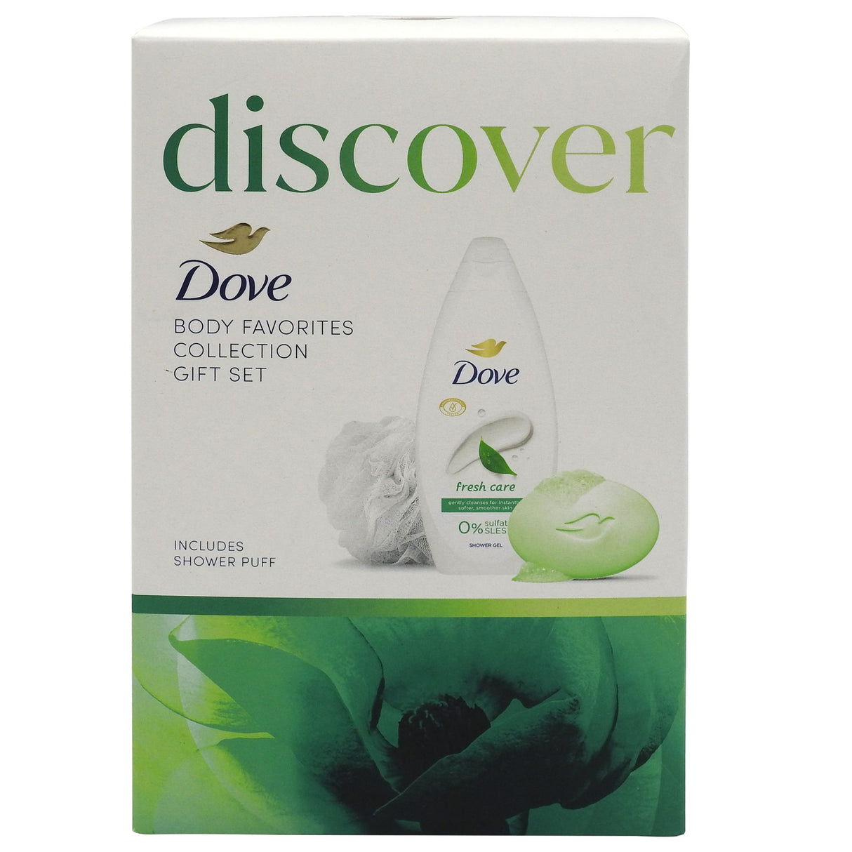 Set Cadou, DOVE, Sg250ml Sap90 Burete Care, Gel de Dus 250 ml, Sapun 90 g, Burete de Baie - vivimall.ro