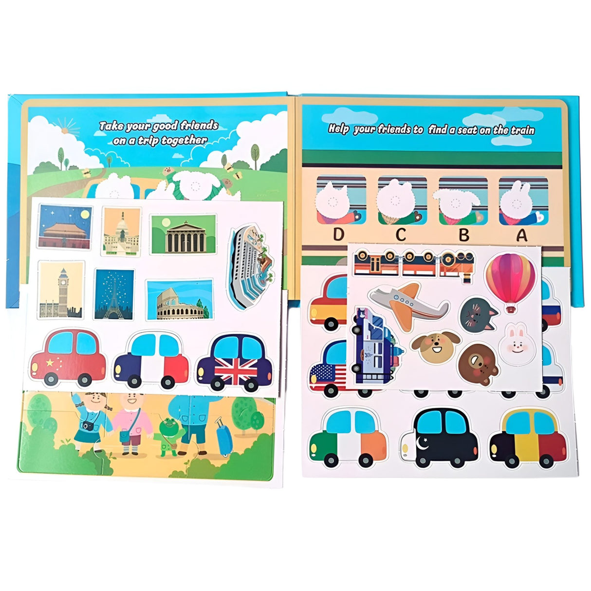 Carte Educativa cu Stickere Reutilizabile, Flippy, Quiet Book Senzoriala cu Pagini Interactive , Joc Montessori, Seria ''In Jurul Lumii', Puzzle, Dezvolta Motricitatea Fina si Logica, Quiet Book pentru Invatare Timpurie, 3 ani, Multicolor - vivimall.ro