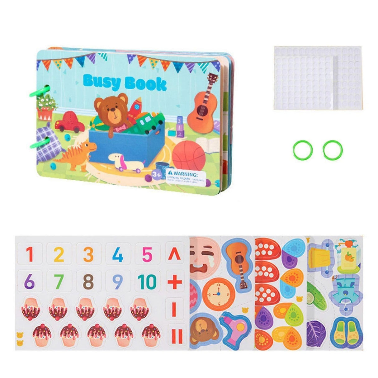 Carte Educativa cu Stickere Reutilizabile, Flippy, Busy Book Cognitiv, Pagini Interactive , Joc Montessori, Seria ''Invatare prin Joc'', Dezvolta Motricitatea Fina si Logica, Busy Book pentru Invatare Timpurie, 3 ani, Multicolor - vivimall.ro