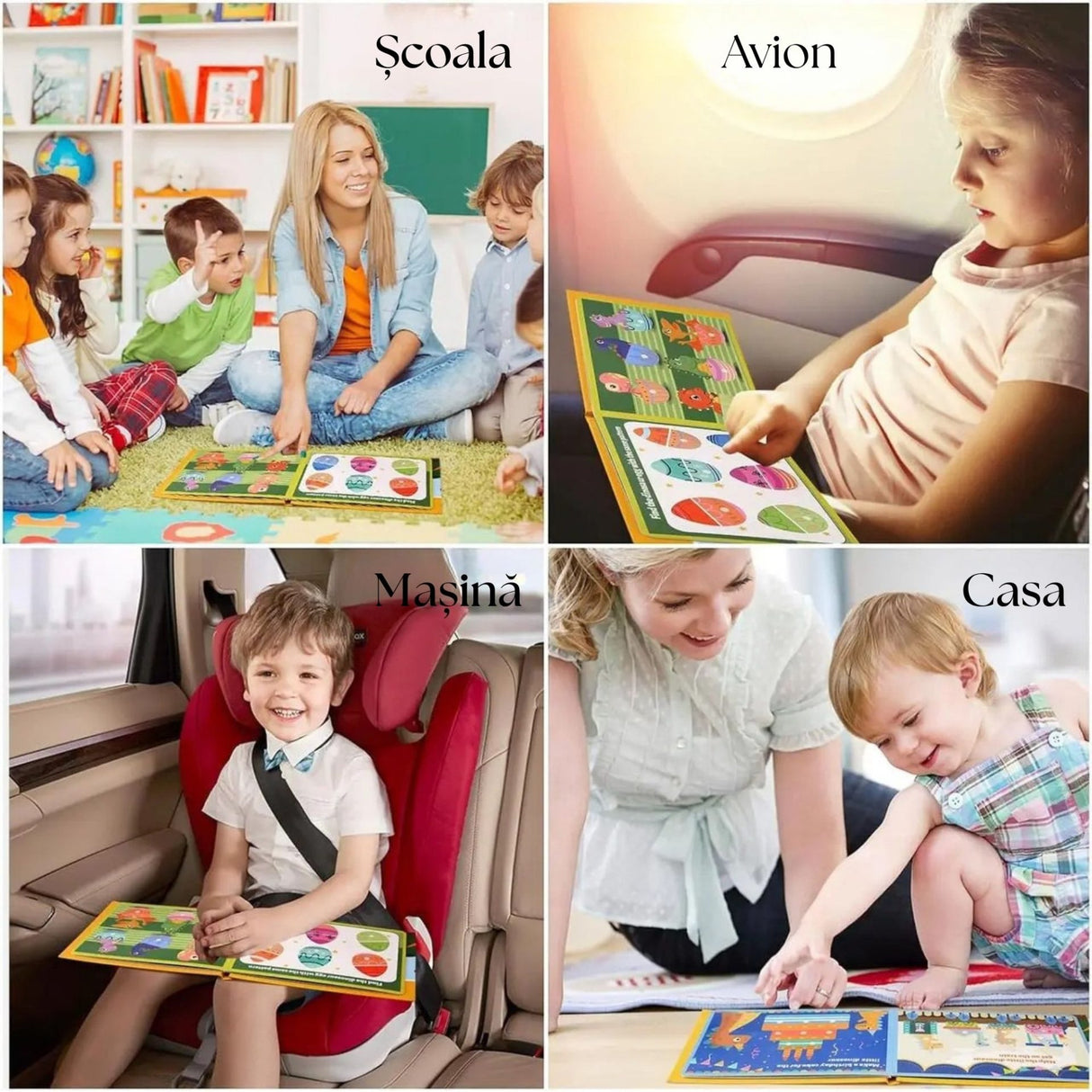 Quiet Book Flippy Dinozauri în geantă de călătorie, compact și portabil, jucărie educativă 3 ani