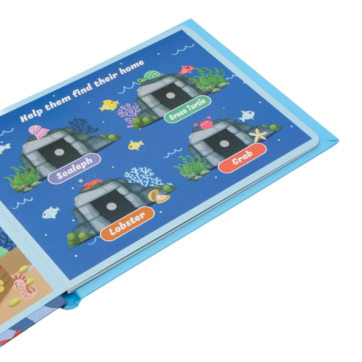 Puzzle integrat pe coperta interioară Quiet Book Flippy seria Lumea Acvatică, multicolor