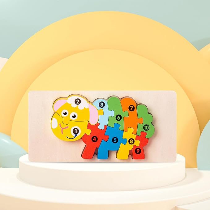 Puzzle educativ Montessori Flippy model Oaie, 11 piese din lemn, vedere laterală profil 1.5 cm