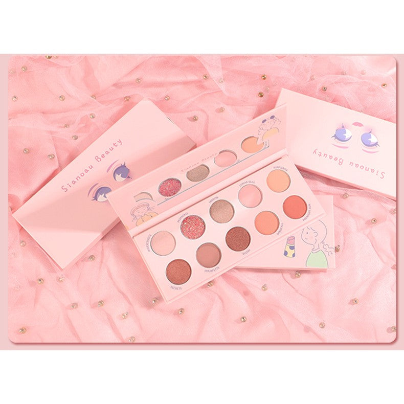 Sianoau szemhéjfesték paletta 10 gyöngyházfényű színnel