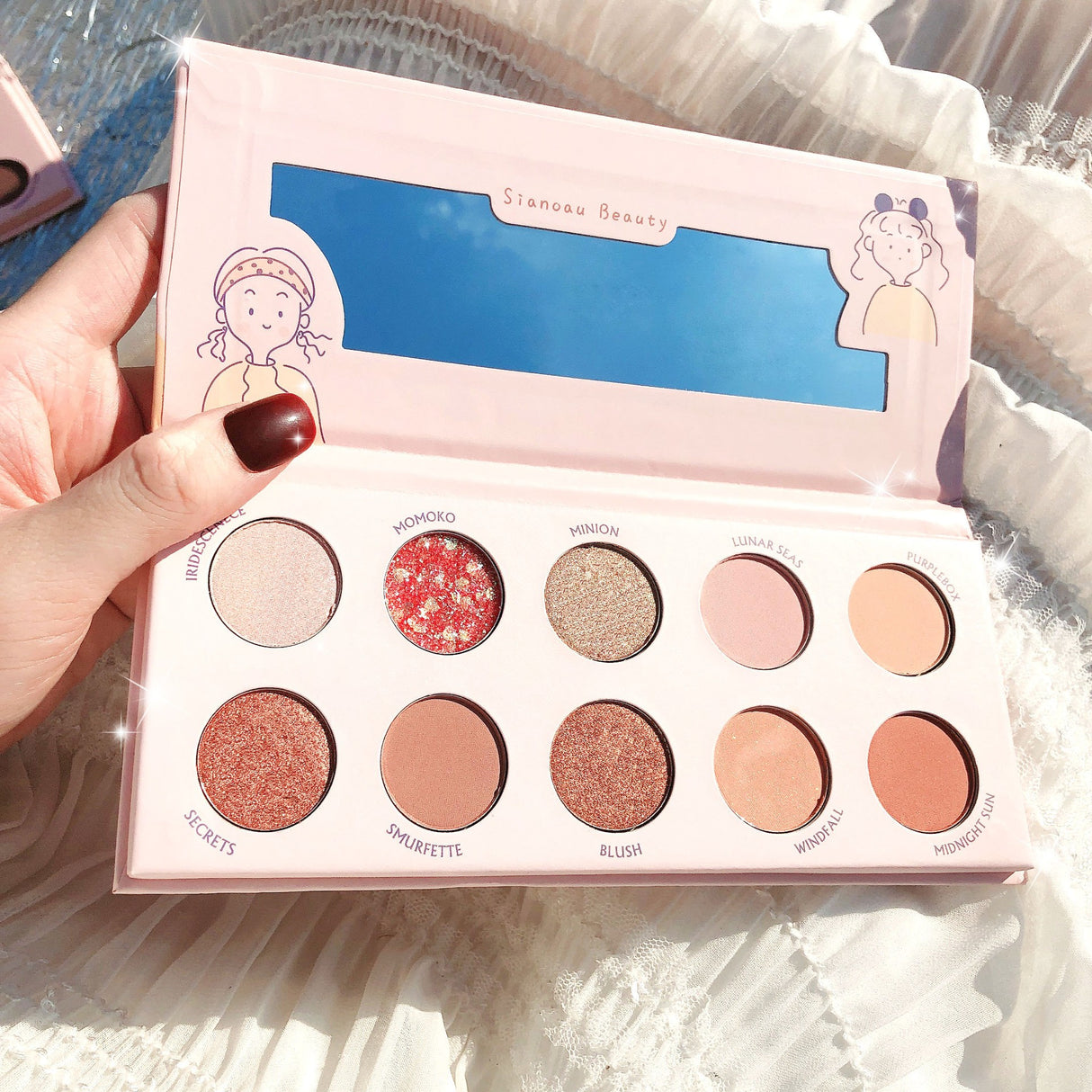 Sianoau szemhéjfesték paletta 10 gyöngyházfényű színnel