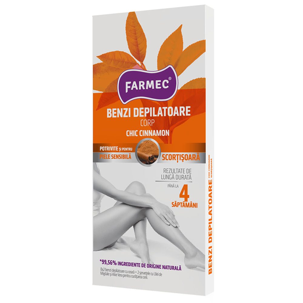 Farmec Szőrtelenítő Gyantacsík testre 16 db, 2SZOLGÁLAT Fahéj 8410