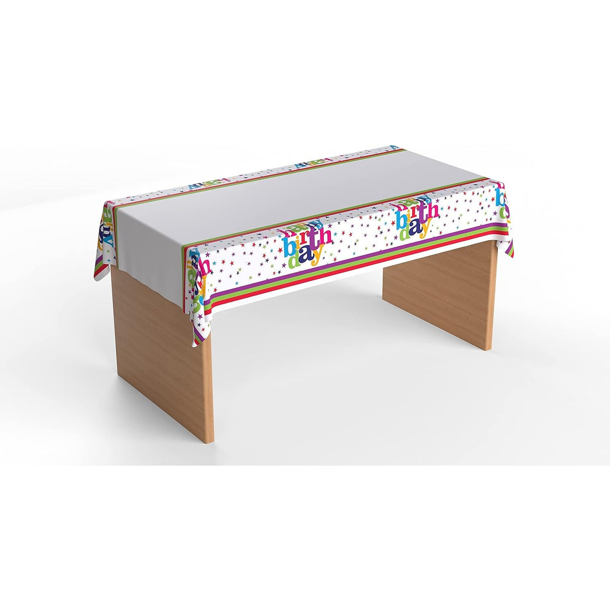 Fata de Masa Dreptunghiulara, Vivimall, Colectia Happy Birthday, 180 x 108 cm, din Plastic PE, Impermeabila, Multicolor - vivimall.ro