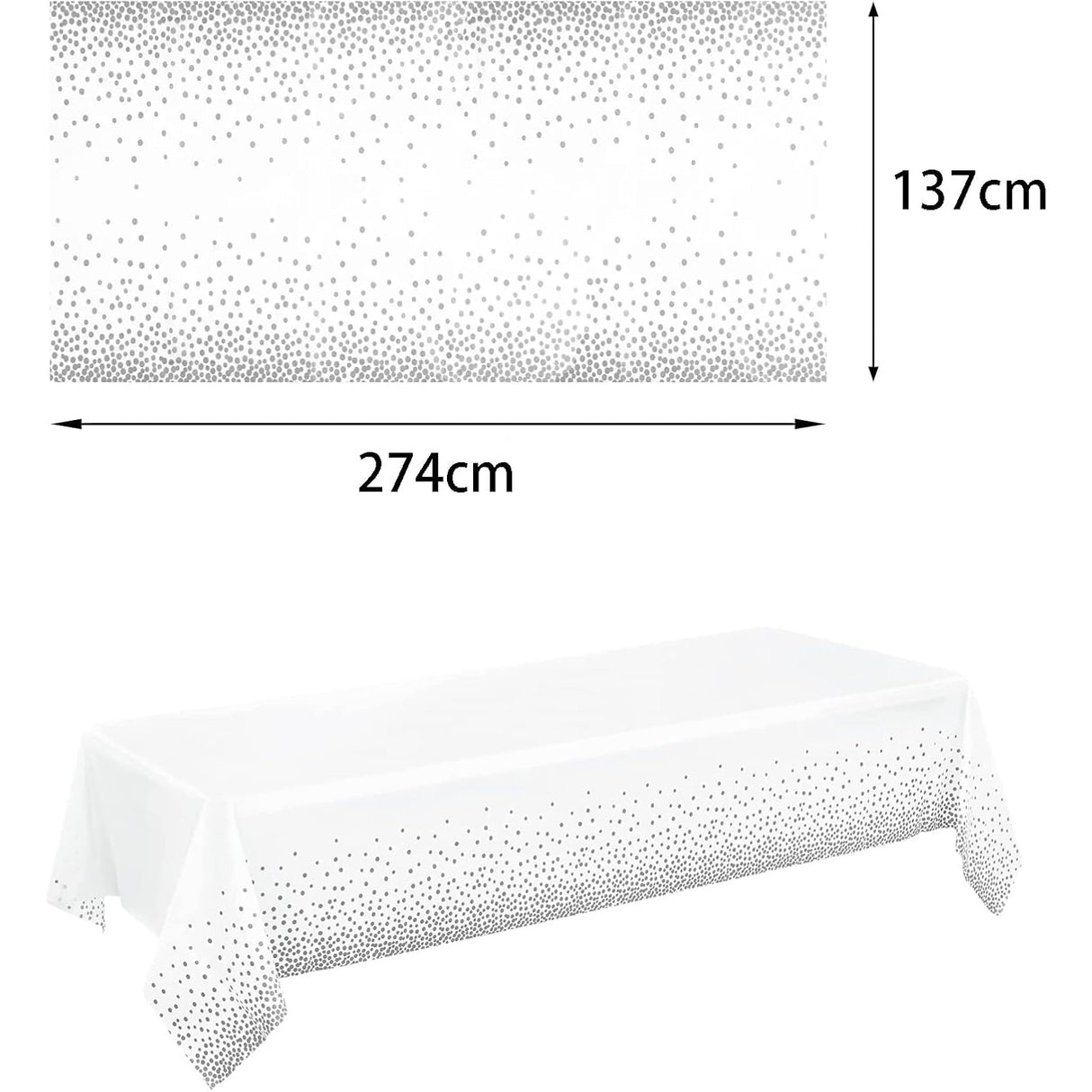 Fata de Masa, Vivimall, din PEVA, Imprimeu Buline, 137 x 274 cm, Impermeabila, Fara Pete, Curatare Rapida, Gri - vivimall.ro