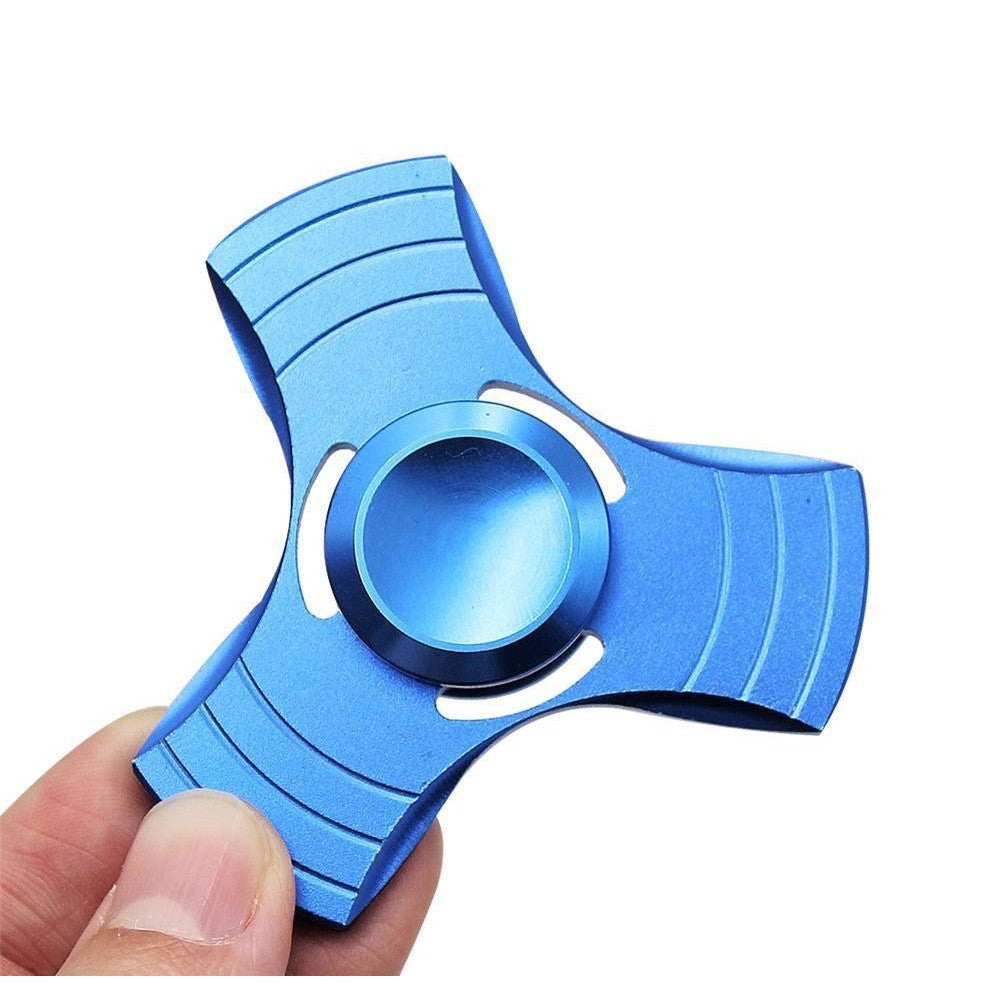 Fidget Spinner Jucarie Antistres De Metal Cu Orificii Albastru 1 - vivimall.ro