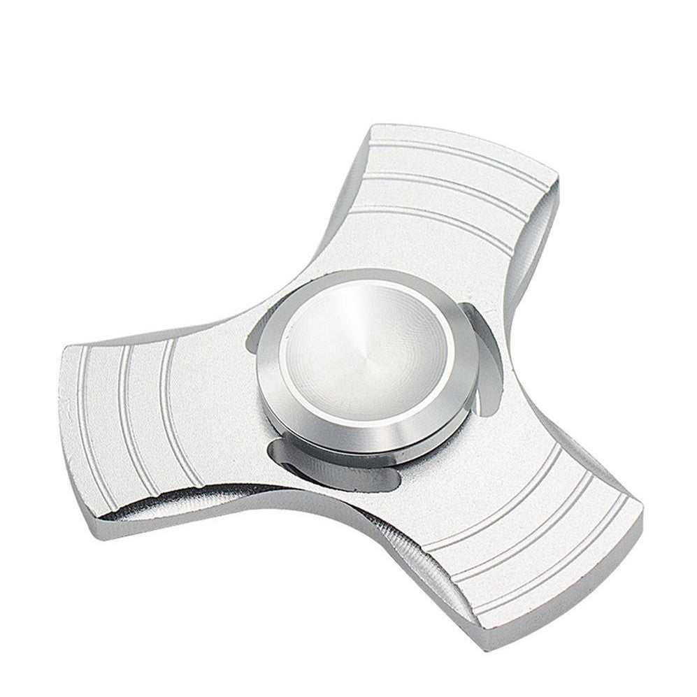 Fidget Spinner Jucarie Antistres De Metal Cu Orificii Argintiu 2 - vivimall.ro