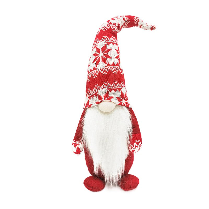 Figurina Decorativa, Pentru Craciun, Vivimall, Spiridus, Omul Padurii cu Barba Lunga, Inaltime 47 cm, Rosu - vivimall.ro