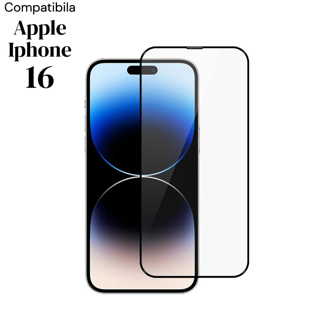 Folie de Protectie Ceramica, Flippy, Compatibila cu Apple iPhone 16, Ceramics 9D, Antisoc, Margini Negre, Transparent - vivimall.ro