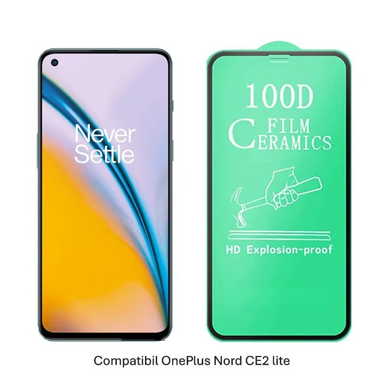 Folie de Protectie Ceramica, Flippy, Compatibila cu OnePlus Nord CE2 Lite, Ceramics 9D, Antisoc, Margini Negre, Transparent - vivimall.ro
