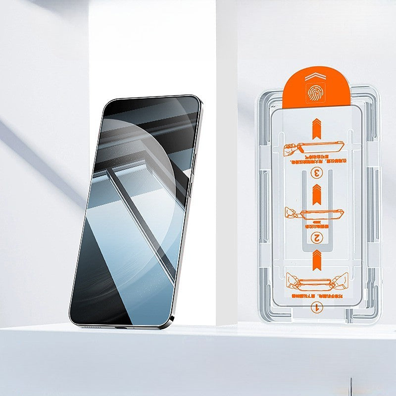 Folie de Protectie cu Instalare Rapida, Flippy, pentru Apple iPhone 15 Pro, Tempered Glass Easy Tool, Full Cover, Protectie Difuzor, HD, Margini Negre, Transparent - vivimall.ro