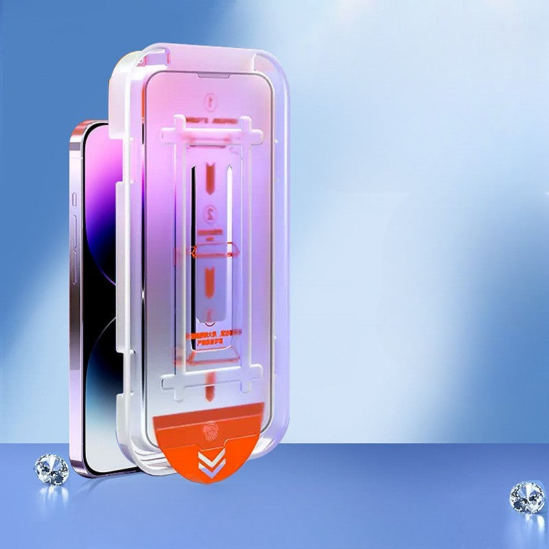 Folie de Protectie cu Instalare Rapida, Flippy, pentru Apple iPhone 15 Pro, Tempered Glass Easy Tool, Full Cover, Protectie Difuzor, HD, Margini Negre, Transparent - vivimall.ro