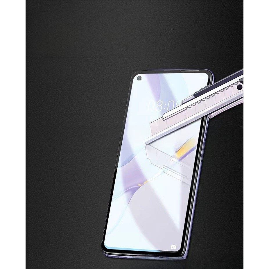 Detaliu strat oleofob și anti-amprentă folie Vivimall Tempered Glass 9D pentru iPhone 15 Plus