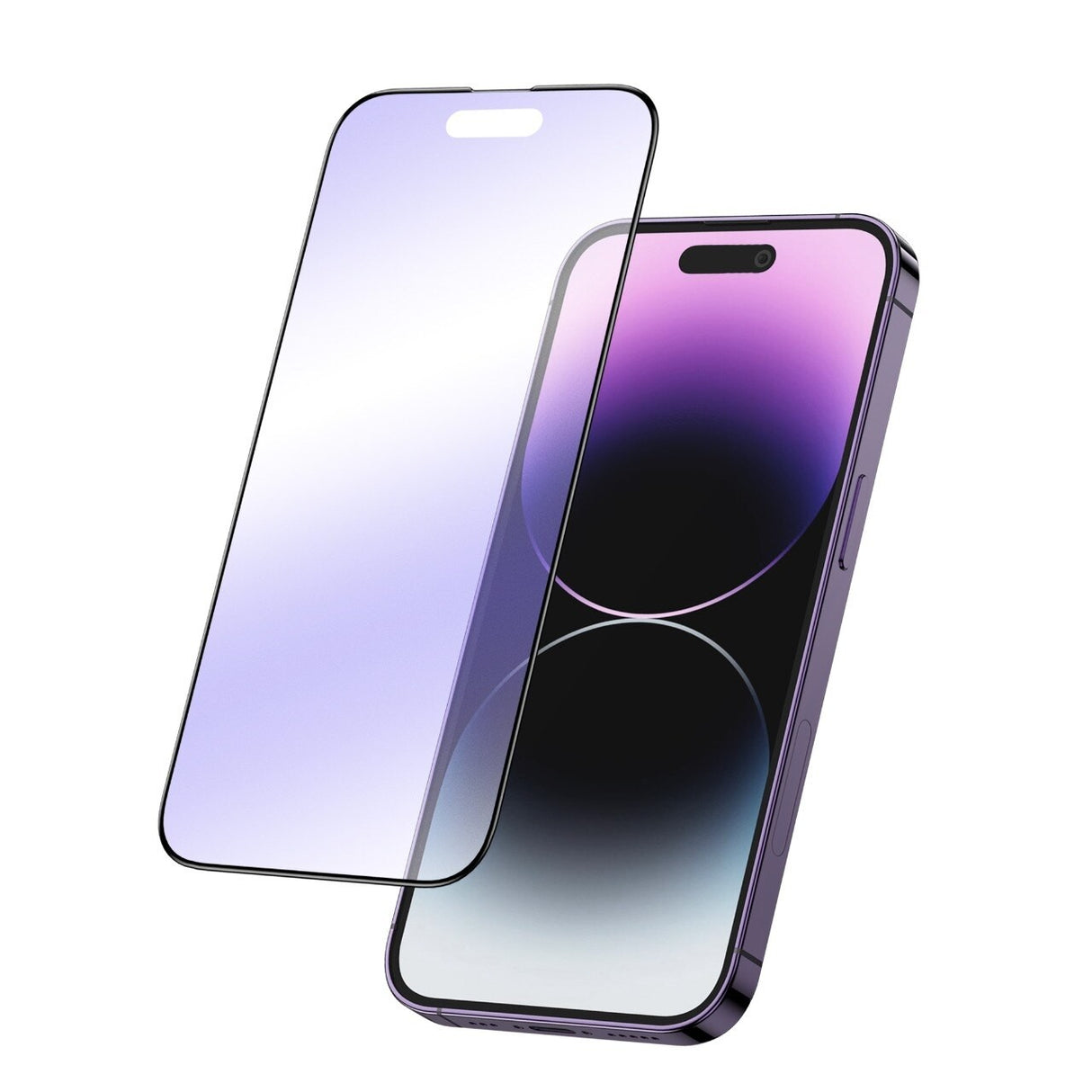 Folie de Protectie, Vivimall, pentru iPhone 15, Ceramic Anti-Blue, 9H, Protectie Ochi, Anti-Soc, Mov - vivimall.ro