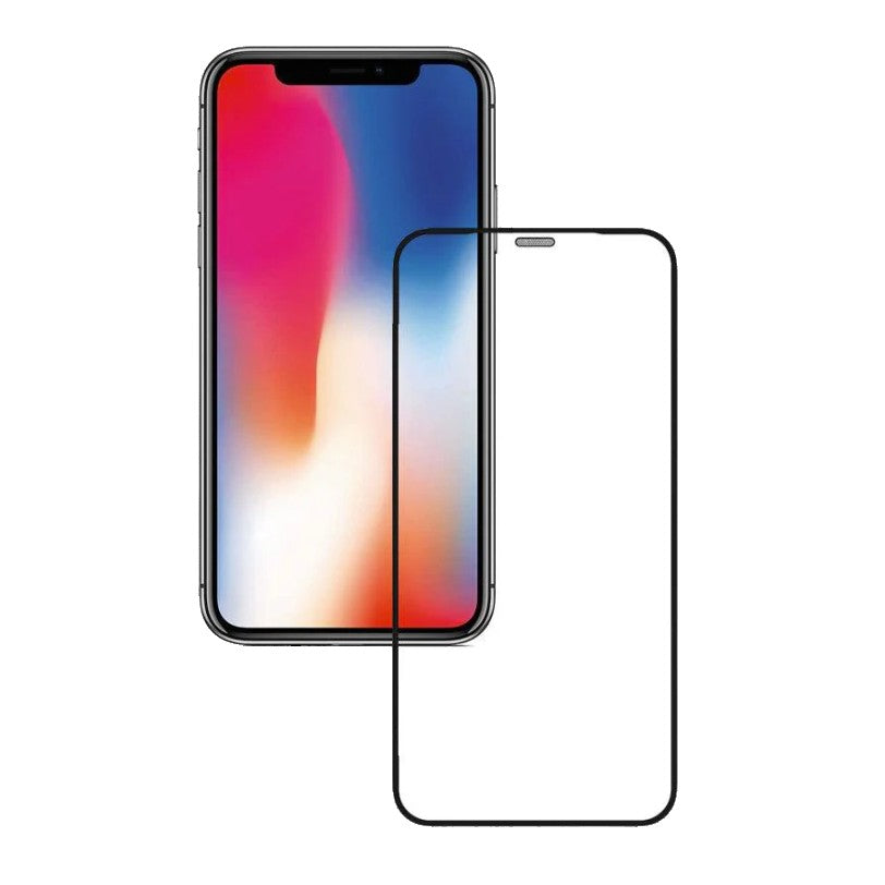 Folie protecție iPhone 15 Plus Tempered Glass HD cu margini negre, vedere frontală, acoperire completă ecran