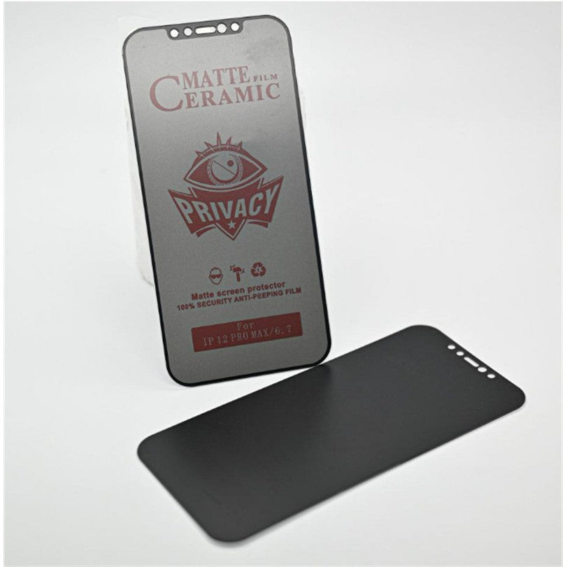 Folie ceramică Privacy anti-șoc iPhone 15 Pro, rezistență impact 9H, vedere din profil