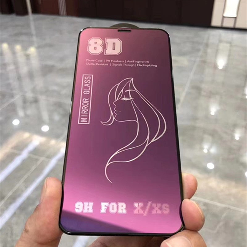 Ambalaj folie sticlă temperată Mirror 8D violet pentru iPhone 15 Pro, conținut pachet Vivimall