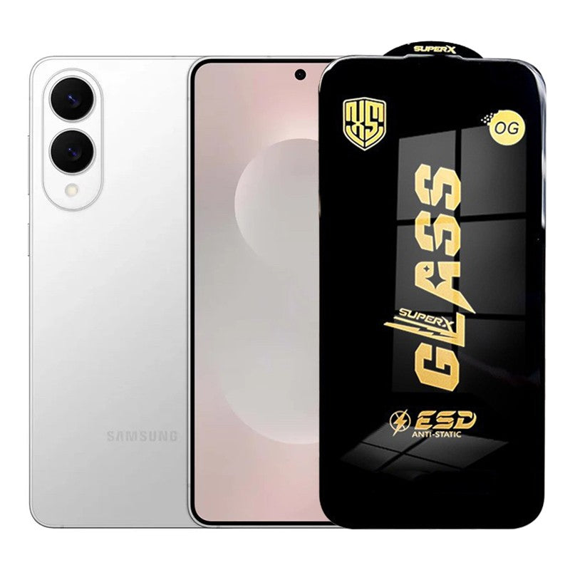 Folie sticlă securizată ESD pentru Samsung Galaxy S25 Edge, 0.35 mm, margini negre, vedere frontală