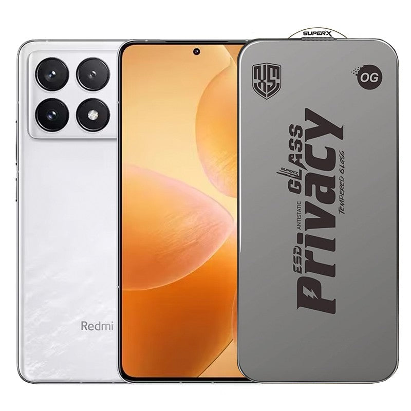 Folie de Protectie pentru Xiaomi Redmi K70 Pro, Vivimall, Sticla Securizata ESD Antistatica, Super-X Privacy OG, Margini Negre, 0.30 mm, Transparent Inchis - vivimall.ro