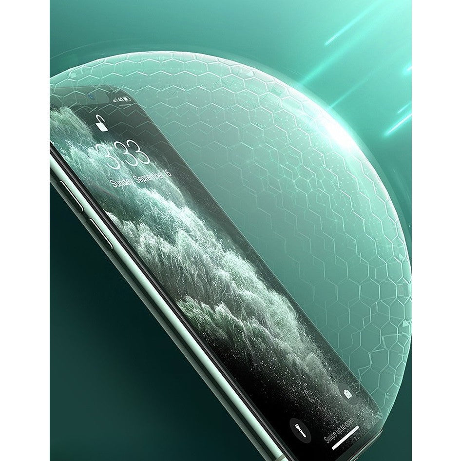 Folie de Sticla Securizata pentru Apple iPhone 15 Plus, Vivimall, Lumina Verde Anti-Blue Ray, Auto-Aplicare, Protectie Completa 9D, Verde - vivimall.ro