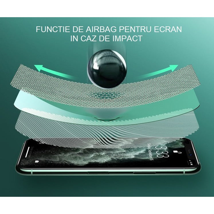 Folie de Sticla Securizata pentru Apple iPhone 15 Plus, Vivimall, Lumina Verde Anti-Blue Ray, Auto-Aplicare, Protectie Completa 9D, Verde - vivimall.ro
